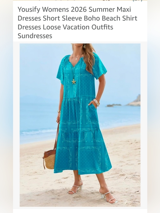 yousify Dresses & Skirts - Teal Midi Sundress - Women's Boho Beach Dress
